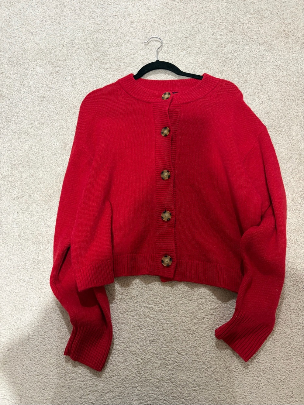 GAP Bright Red Button-Front Knit Cardigan